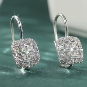 925 Sterling Silver Womens Hanging Drop 2ct Diamond Earrings Ladies New Jewelry